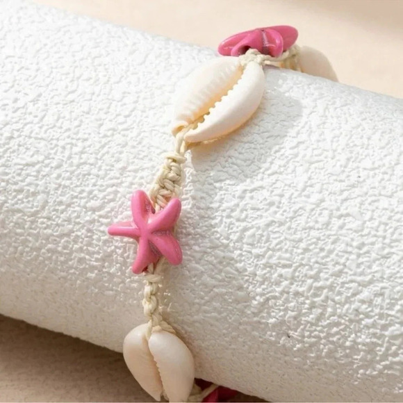 2 LEFT! Pink Starfish & Seashell Bracelet - Picture 3 of 3